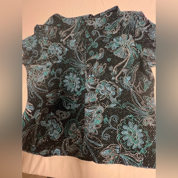 HELENE BLAKE WOMEN’s SHORT SLEEVE DRESSY TOP SIZE PXL. BEAUTIFUL LIKE BRAND NEW - Picture 2 of 11